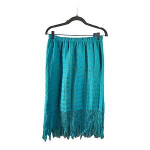 Women’s Aqua Reef Fringe Midi Skirt Size M